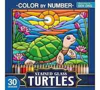 Turtles Stained Glass Color by Number: 30 Enchanting Designs of Radiant Turtles in Magical Waters