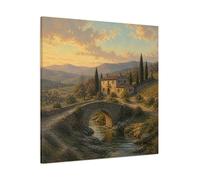 Tuscan Stone Bridge Canvas Print Wall Art - Living Room 36×36 inch (90×90 cm) - Square / 1.25 inch (3 cm)