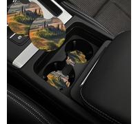 Tuscany Landscape Tree Scenery Farm Sottobicchiere Portabicchieri 2 Pezzi Antiscivolo Sottobicchieris Sottobicchieri Per Donne Uomini Suv 6.9Cm