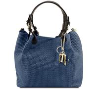 Tuscany Leather TL KeyLuck - Borsa shopping in pelle stampa intrecciata - TL141573 (Blu scuro)