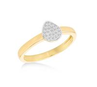 Tuscany Silver Anello da donna in argento sterling placcato oro 0,10 ct con diamante creato in laboratorio a goccia, Argento sterling, Non pietra preziosa