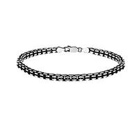 Tuscany Silver Bracciale a scatola scanalata ossidata in argento sterling unisex 20 cm