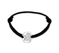 Tuscany Silver Bracciale con ciondolo angelo su cordino nero regolabile in argento sterling da donna 18 cm