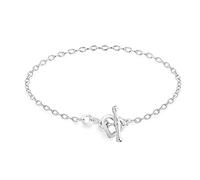 Tuscany Silver Bracciale da Donna in Argento Sterling con Cuore Aperto e T-Bar da 19 cm/7.5"