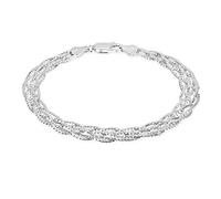 Tuscany Silver Bracciale da Donna in Argento Sterling con Treccia a 6 Strisce da 19 cm/7.5"