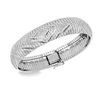 Tuscany Silver Bracciale da Donna in Argento Sterling Placcato Rodio con Pattern Diamantato Rhombus Cleopatra - 19cm/7,5"