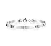 Tuscany Silver Bracciale flessibile con 3 barre in argento sterling da donna 18 cm