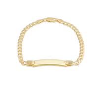 Tuscany Silver Bracciale ID donna in argento sterling placcato oro, 23,5 x 6 mm, maglie curb piatte 4 mm, lunghezza 18 cm / 7"