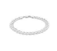 Tuscany Silver Bracciale piatto 7 mm a maglia forzatina quadrata in argento sterling da uomo 20 cm