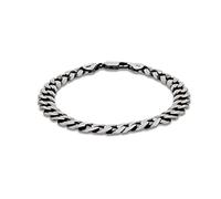 Tuscany Silver Bracciale piatto grande ossidato 7,9 mm a maglia forzatina in argento sterling da uomo 20 cm