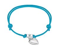 Tuscany Silver Bracciale Regolabile da Donna in Argento Sterling con Cuore da 7 x 9.7 mm su Cordino Turchese da 15-25.5 cm