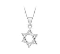 Tuscany Silver Ciondolo da donna in argento sterling con Stella di David decorata su catena a maglia rolò da 46 cm