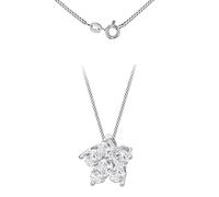 Tuscany Silver Ciondolo fiore con cubic zirconia 8,5mm x 8mm placcato rodio in argento sterling su catena curb placcata rodio 18"/46 cm, per donna