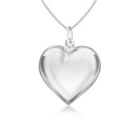 Tuscany Silver Collana con ciondolo cuore bombato in argento sterling 925 su catena grumetta da 46 cm