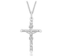 Tuscany Silver Collana con crocifisso da 16 x 34 mm in argento sterling 925 su catena grumetta da 46 cm