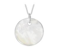 Tuscany Silver Collana con pendente rotondo piccolo in madreperla su catena grumetta in argento sterling da donna 46cm/18