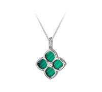 Tuscany Silver Collana in argento sterling rodiato con ciondolo floreale in malachite da 11 mm x 11 mm e zirconia cubica bianca da 2 mm, su catena a maglia Panza-Panzer da 25, 46 cm/18"