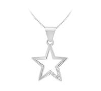 Tuscany Silver Collana regolabile con ciondolo a stella cava con zirconi bianchi in argento sterling 925 su catena grumetta da 41-46 cm