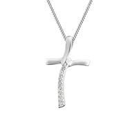 Tuscany Silver Collana regolabile in argento sterling 925 con pendente croce decorativa con zirconi su catena grumetta da 41-46 cm