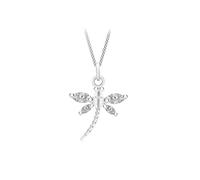Tuscany Silver Collana regolabile in argento sterling 925 con pendente libellula con zircone bianco su catena grumetta da 41-46 cm
