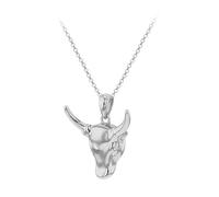 Tuscany Silver Collana unisex in argento sterling rodiato, piccolo pendente testa di toro con catena Belcher 1,7 mm, lunghezza regolabile 51-56 cm (20"-22")