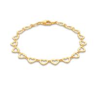 Tuscany Silver Donna Argento sterling placcato oro giallo Bracciale maglie cuore traforate 6mm 18cm/7"