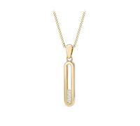 Tuscany Silver Oblong - Ciondolo da donna in argento Sterling rodiato, con diamante da laboratorio 0,15 ct e catena gourmette Panza 25 46 cm