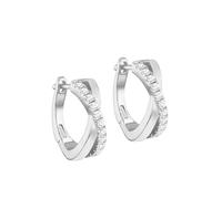 Tuscany Silver Orecchini a cerchio da donna in argento Sterling placcato al rodio, con zirconia cubica da 1,3 mm