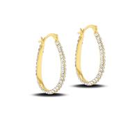 Tuscany Silver Orecchini a Cerchio Ovali da Donna in Argento Sterling placcato oro, 1,5 mm con zirconi