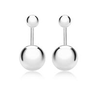 Tuscany Silver Orecchini a lobo a sfera da 4 e 8 mm con doppia montatura in argento sterling placcato rodio per donna