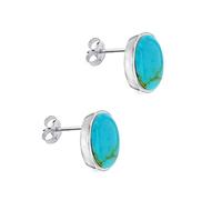 Tuscany Silver Orecchini a lobo ovali 6 x 10 mm con turchese in argento sterling per donna