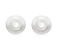 Tuscany Silver Orecchini a lobo tondi piccoli con madreperla bianca in argento sterling per donna