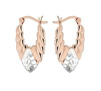 Tuscany Silver Orecchini creola a laurel in argento sterling placcato oro rosa, per donna