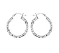 Tuscany Silver Orecchini creoli da donna in argento sterling diamantati da 25 mm