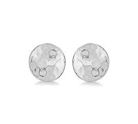 Tuscany Silver Orecchini in Argento Sterling Hammered Round Stud da 8 mm