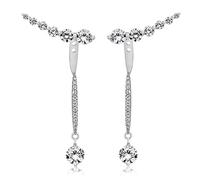 Tuscany Silver Orecchini jacket & crawler con zirconi bianchi placcati rodio in argento sterling per donna