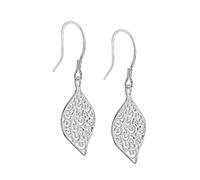 Tuscany Silver Orecchini pendenti a foglia traforata da donna in argento sterling