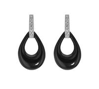 Tuscany Silver Orecchini pendenti a goccia con zirconi e ceramica nera placcati rodio in argento sterling per donna