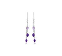 Tuscany Silver Orecchini pendenti con 3 catene e perline di ametista in argento sterling per donna