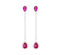 Tuscany Silver Orecchini pendenti donna in argento sterling rodiato con gocce di CZ rossi e bianchi