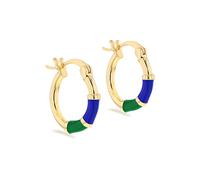 Tuscany Silver Orecchini twirl placcati oro giallo 3mm x 19mm con smalto bianco in argento sterling, per donna