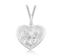 Tuscany Silver Pendente Angeli Bacianti Cuore su Catena Regolabile a Maglia di 41cm/16-46cm/18 in Argento Sterling