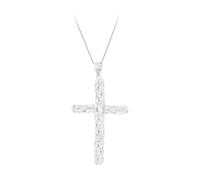 Tuscany Silver Pendente croce bizantina grande & catena curb 51cm/20 da uomo in argento sterling
