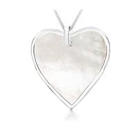 Tuscany Silver Pendente in Argento Sterling con Cuore di Madreperla su Curb Chain di Lunghezza 46cm/18 pollici da Donna