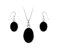 Tuscany Silver Set con ciondolo e orecchini ovali in onice su catena grumetta da 46 cm in argento sterling 925