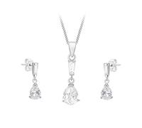 Tuscany Silver Set con collana e orecchini con pendente a goccia con zirconi taglio pera in argento sterling 925