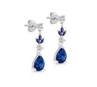 Tuscany Silver Set di gioielli da donna in argento sterling placcato al rodio con vetro colorato marquise e lacrima con zirconia cubica, Misura unica, Argento sterling, Non pietra preziosa