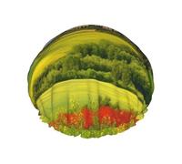 Tuscany Spring - Cuffia da doccia per donne e uomini, grande, riutilizzabile, a doppio strato, impermeabile, con fascia elastica, per tutte le acconciature, adatta ai viaggi