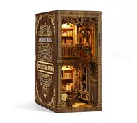 TUSEASY Book Nook - Kit da costruzione fai da te vintage, puzzle in legno 3D per adulti con illuminazione a LED, classico angolo di libro come decorazione per scaffali e idea regalo creativa