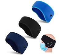 Tusenpy 3 Pezzi Fascia Capelli Sport Invernale con Bottoni,Uomo Donna Caldo Orecchie Fascia Prova di Vento Paraorecchie per Sci Correre Motociclo (Nero + Blu Scuro + Blu)